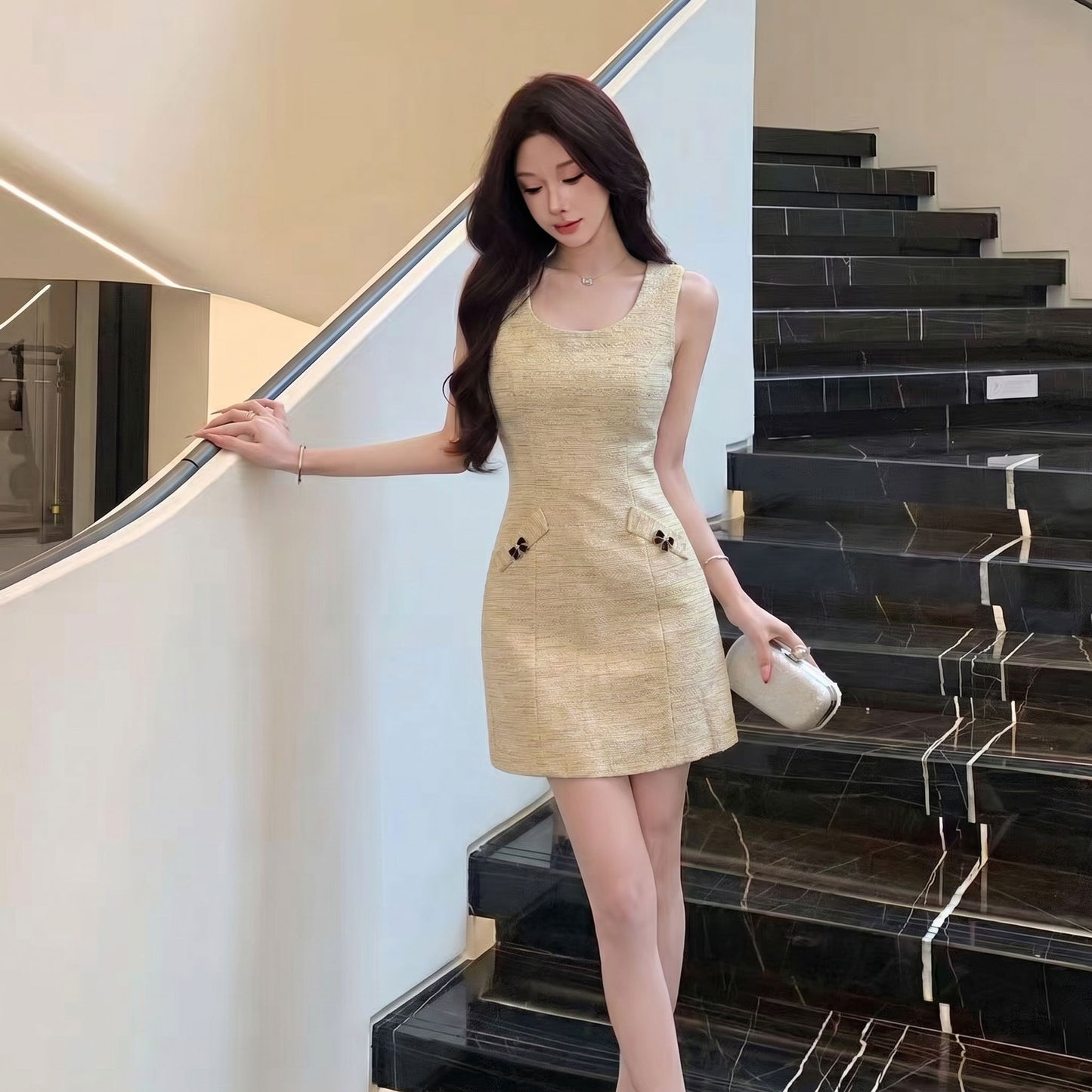 Vintage Style Tweed Sleeveless Dress