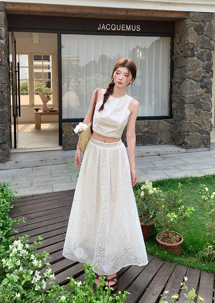 Heritage Lace Scallop Crop & Skirt Duo