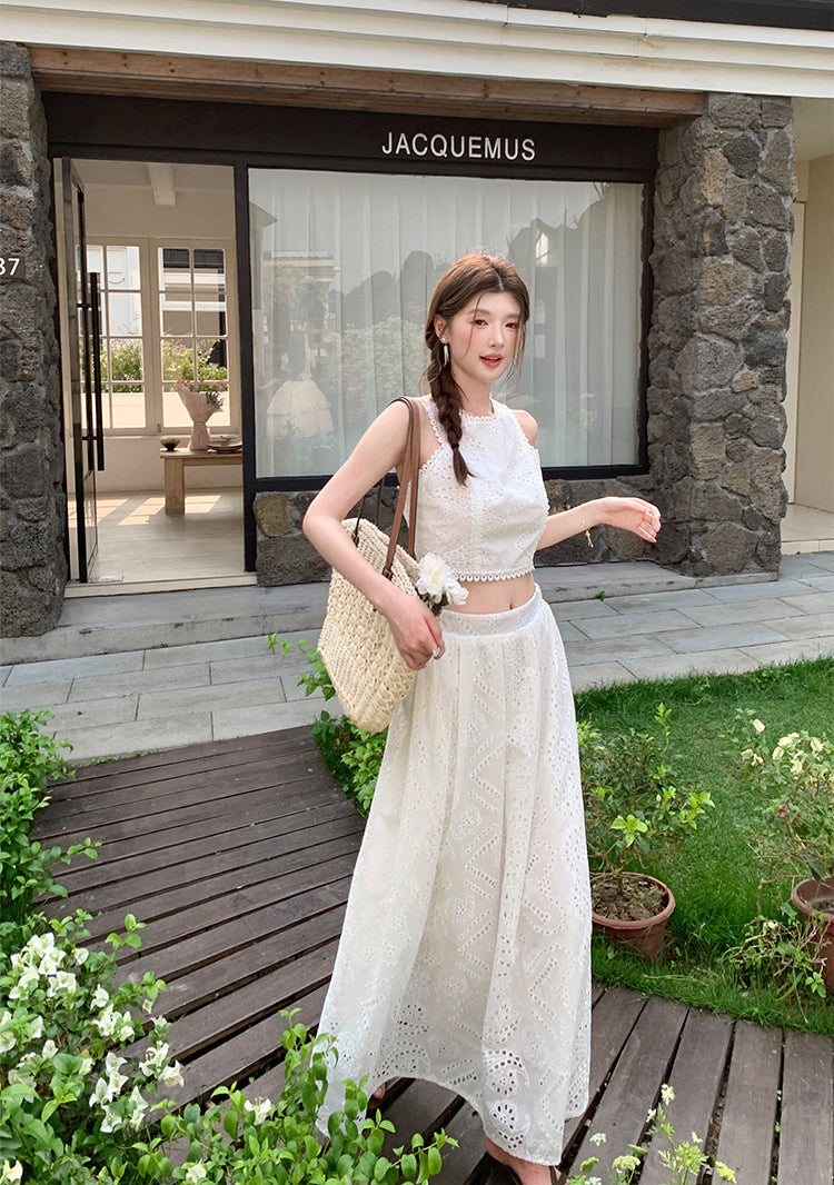Heritage Lace Scallop Crop & Skirt Duo