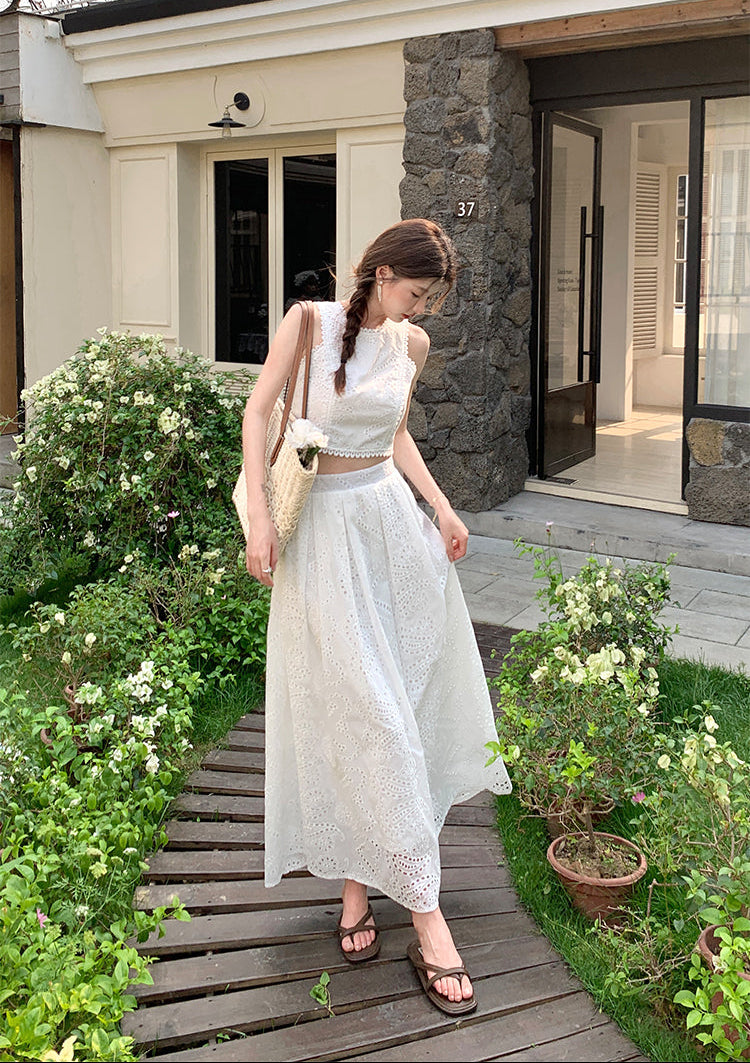 Heritage Lace Scallop Crop & Skirt Duo