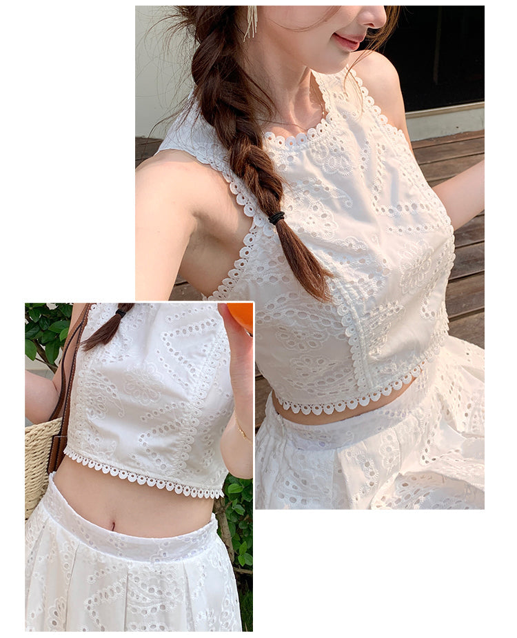 Heritage Lace Scallop Crop & Skirt Duo
