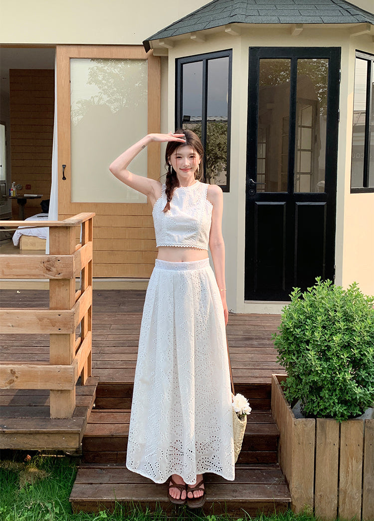 Heritage Lace Scallop Crop & Skirt Duo