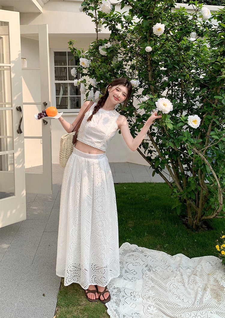 Heritage Lace Scallop Crop & Skirt Duo