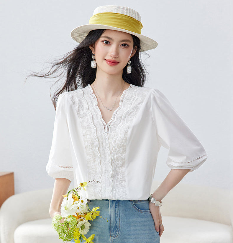 Sun-Drenched Meadow Lace Blouse