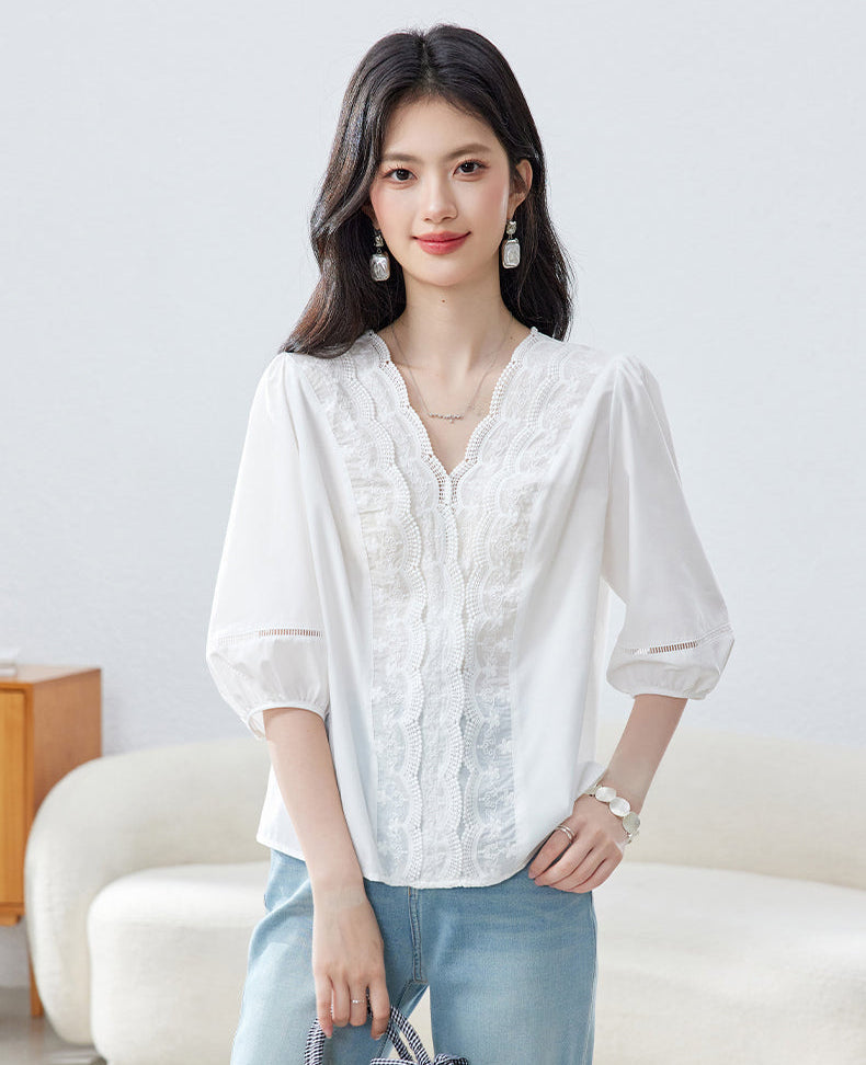 Sun-Drenched Meadow Lace Blouse