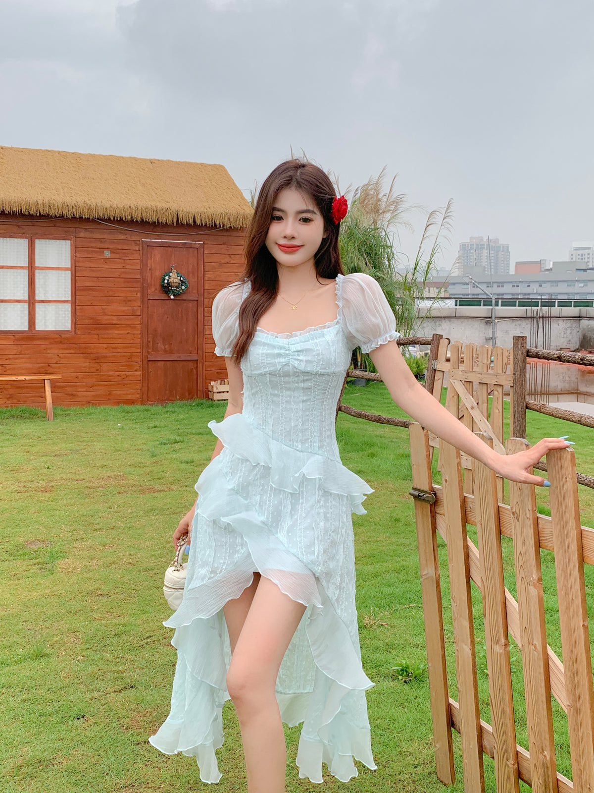 White Milkmaid Tiered Ruffle Midi Dress