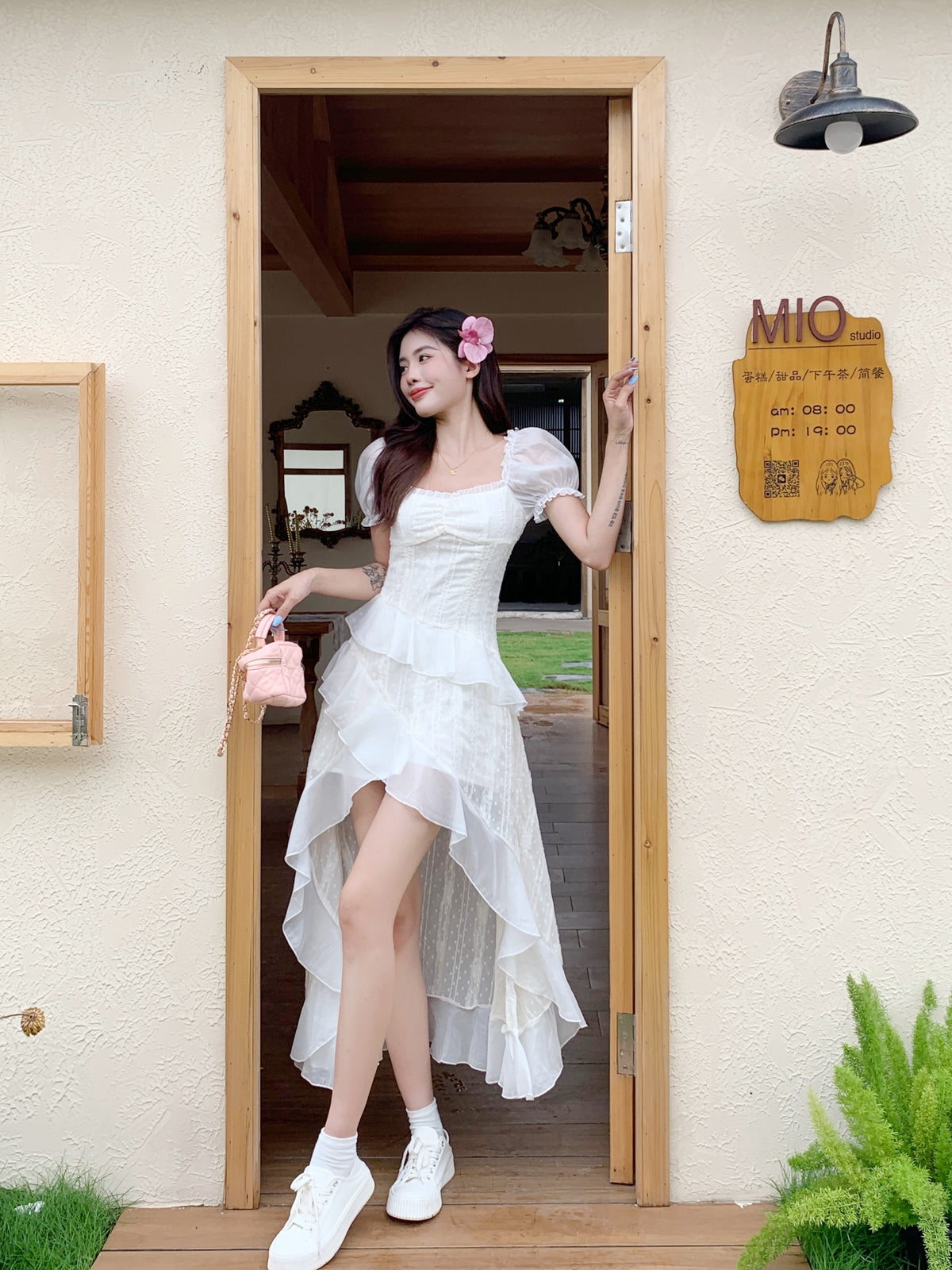 White Milkmaid Tiered Ruffle Midi Dress