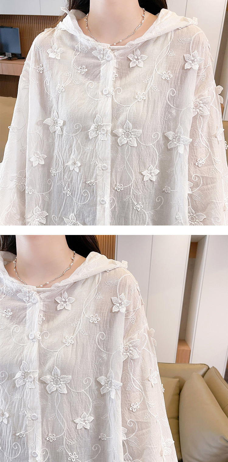 Fairycore Floral Lace Oversized Hooded Shacket