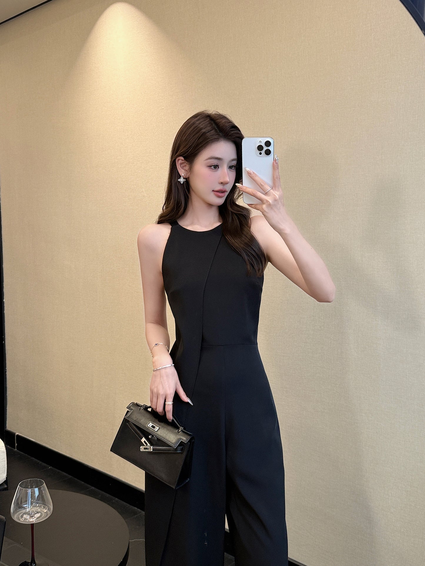 Noir Elegance Halter Jumpsuit