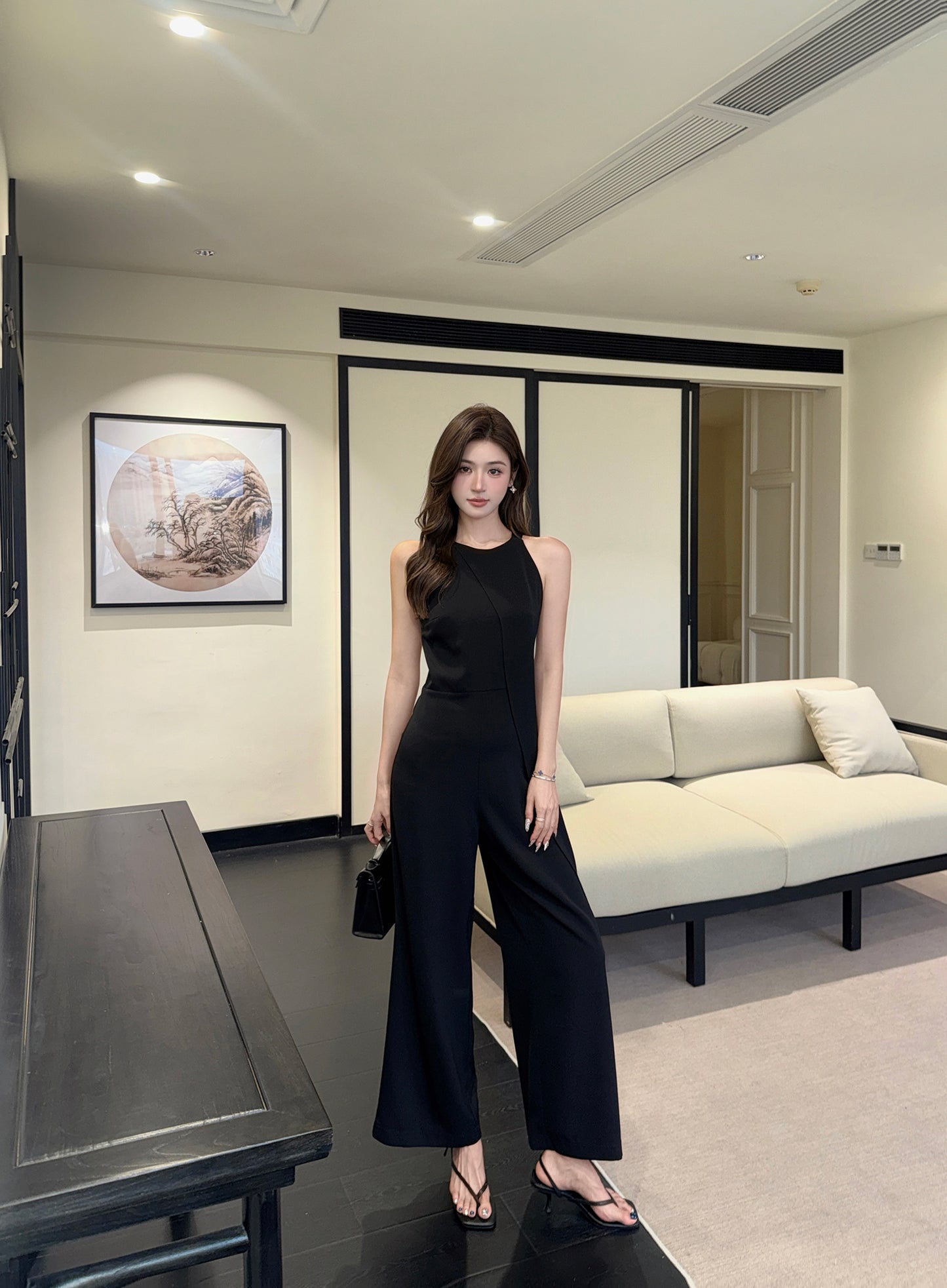 Noir Elegance Halter Jumpsuit