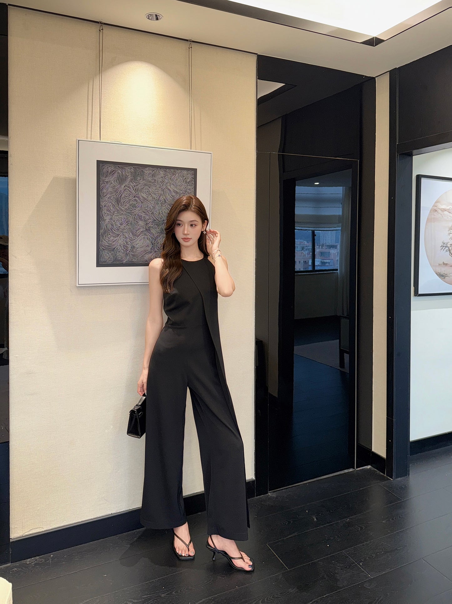 Noir Elegance Halter Jumpsuit