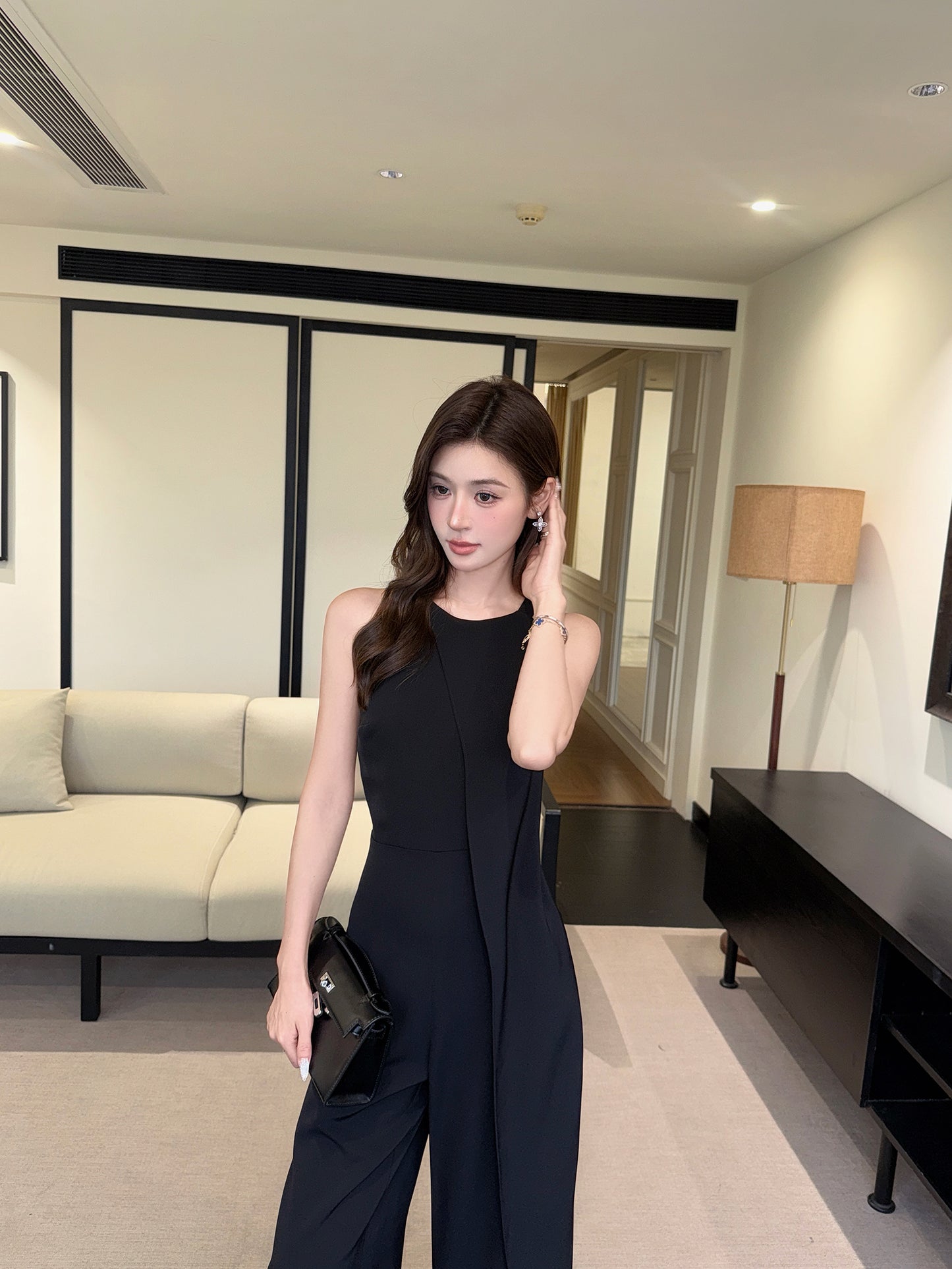 Noir Elegance Halter Jumpsuit