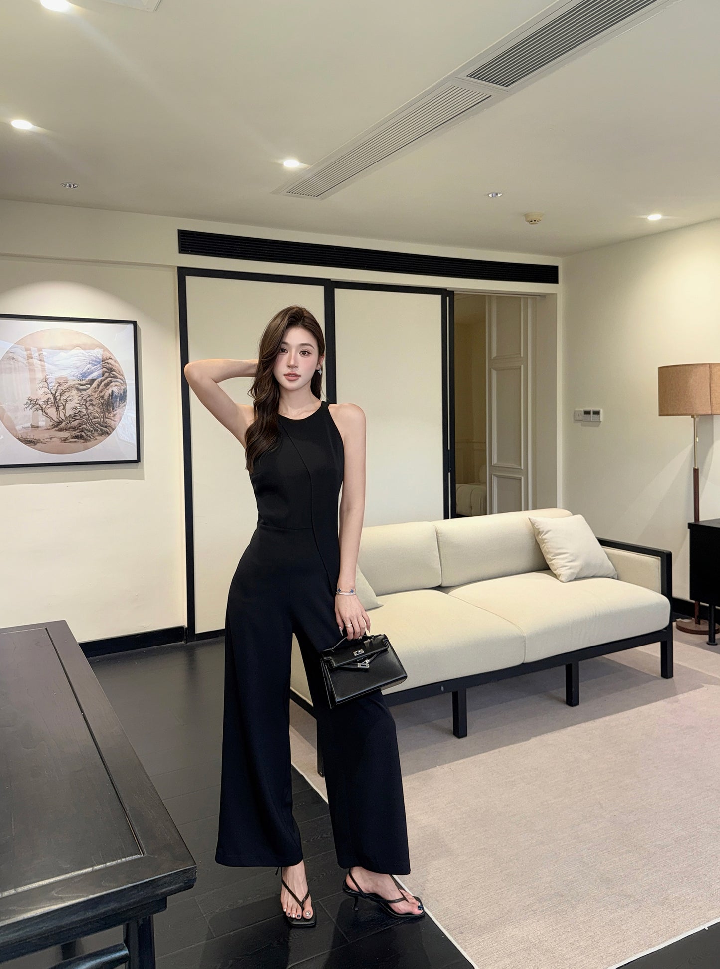 Noir Elegance Halter Jumpsuit