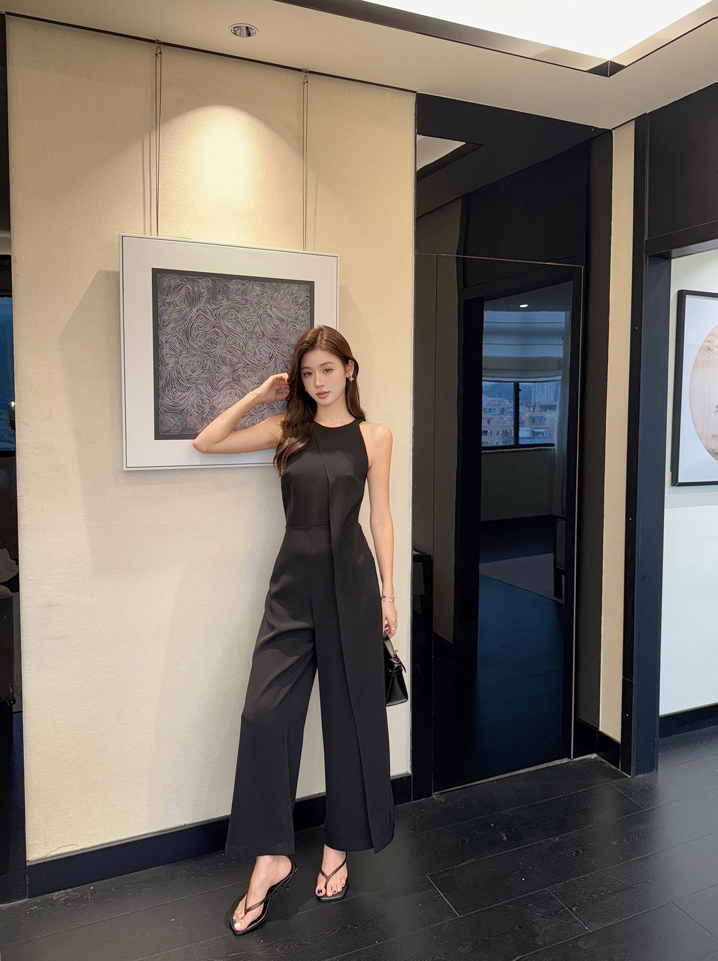 Noir Elegance Halter Jumpsuit