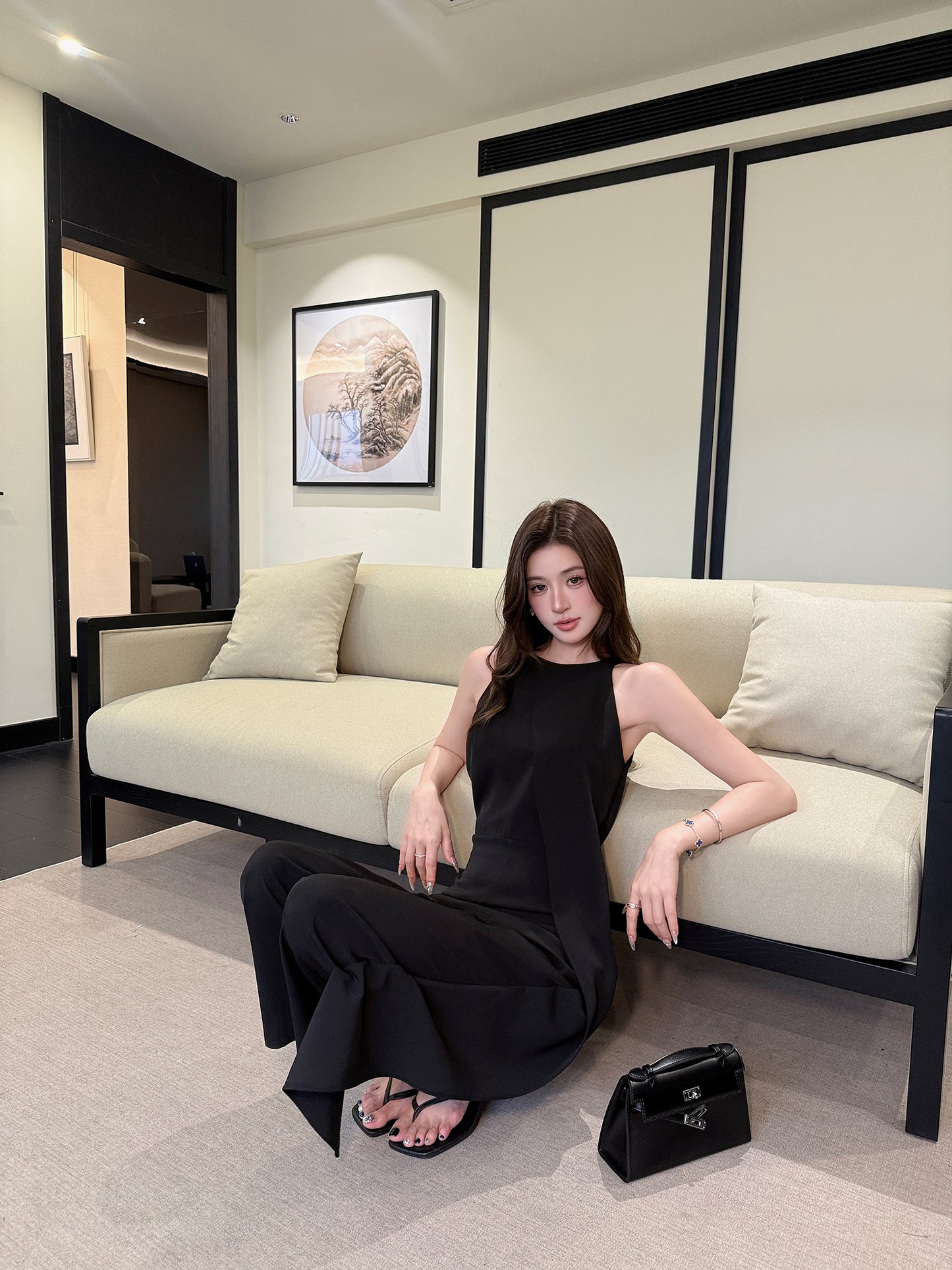 Noir Elegance Halter Jumpsuit
