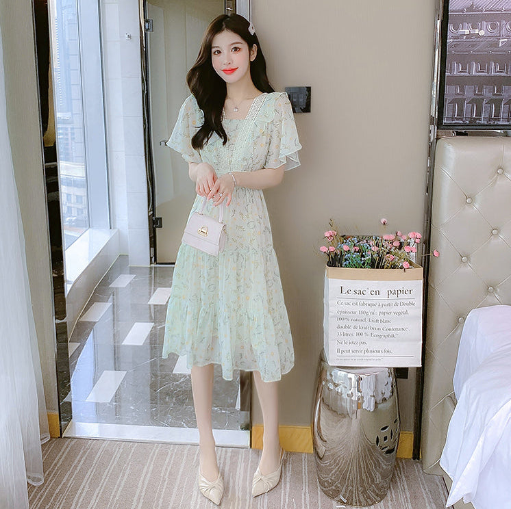 Evangeline Floral Tiered Chiffon Midi Dress