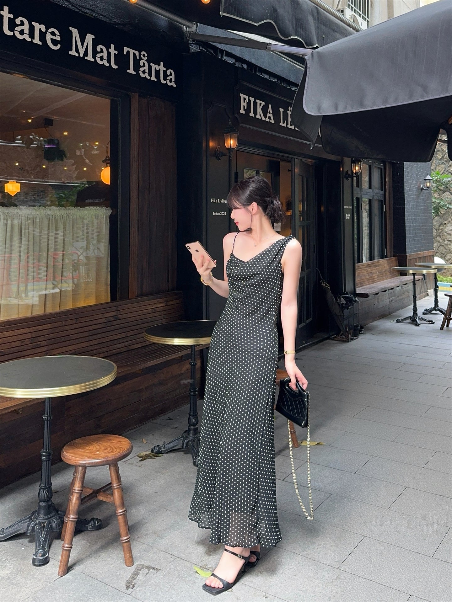 Aura Polka-Dot Maxi Dress