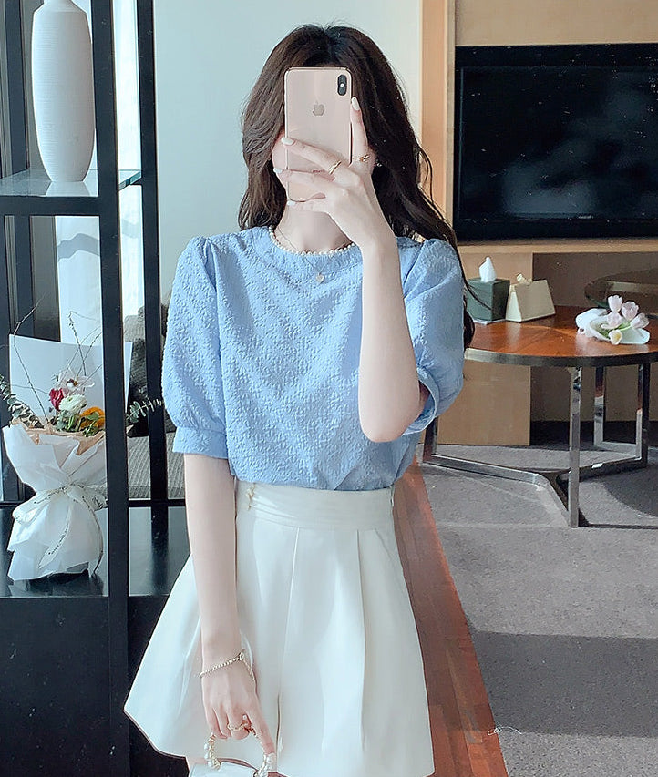 Vintage-Inspired 3D Flower Textured Sweetheart Crop Top