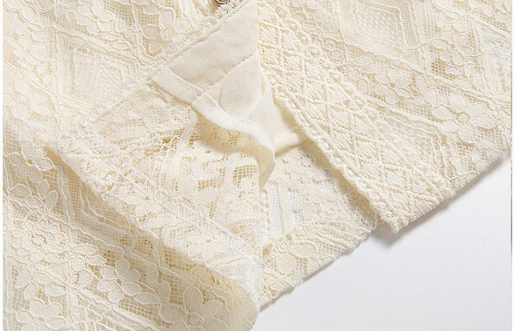 French Retro Lace Button-Up