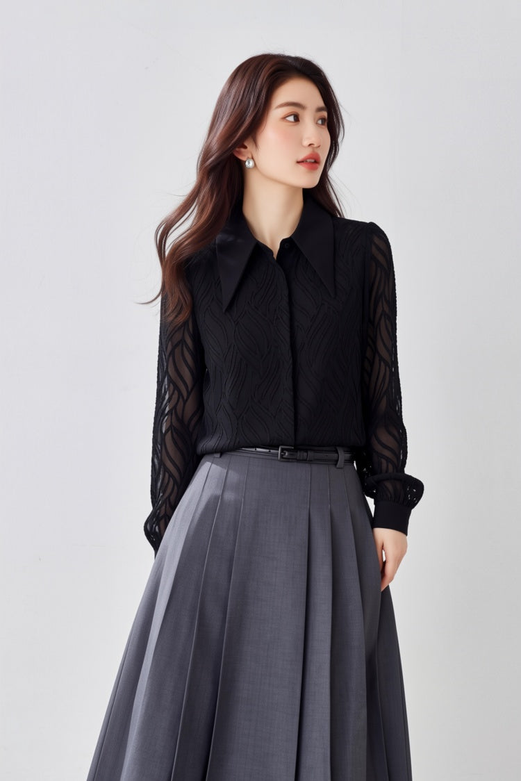 Ethereal Flame Sheer Burnout Blouse