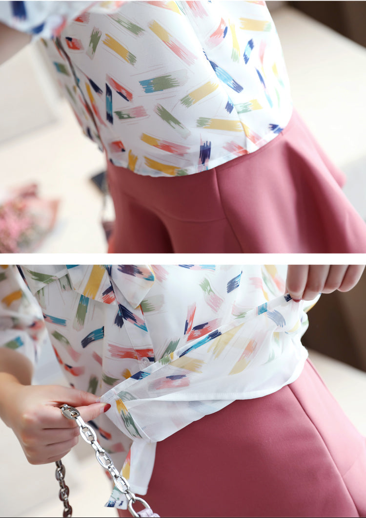 The Celine Tie-Neck Abstract Blouse