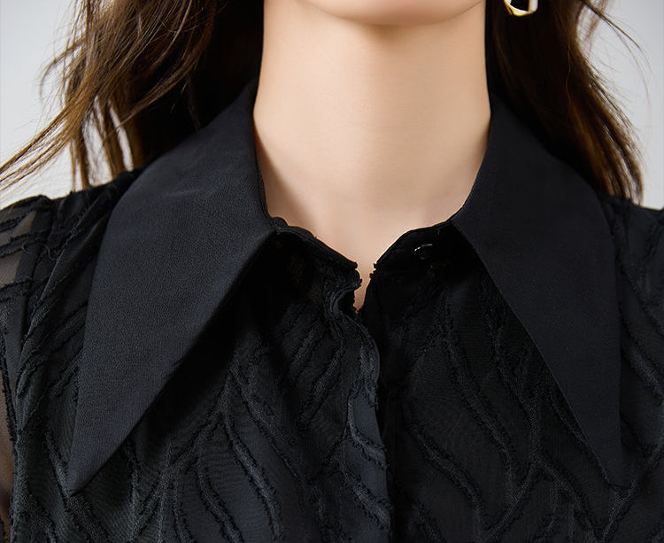 Ethereal Flame Sheer Burnout Blouse