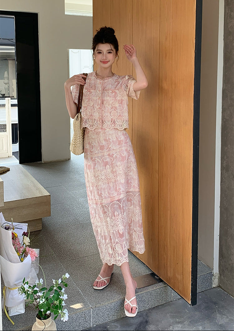 Aurelia Embroidered Vintage Lace Two-Piece Set