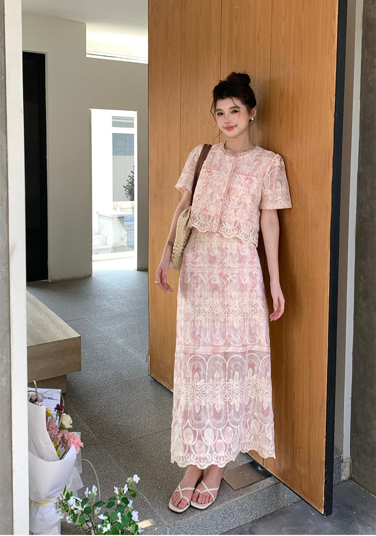 Aurelia Embroidered Vintage Lace Two-Piece Set