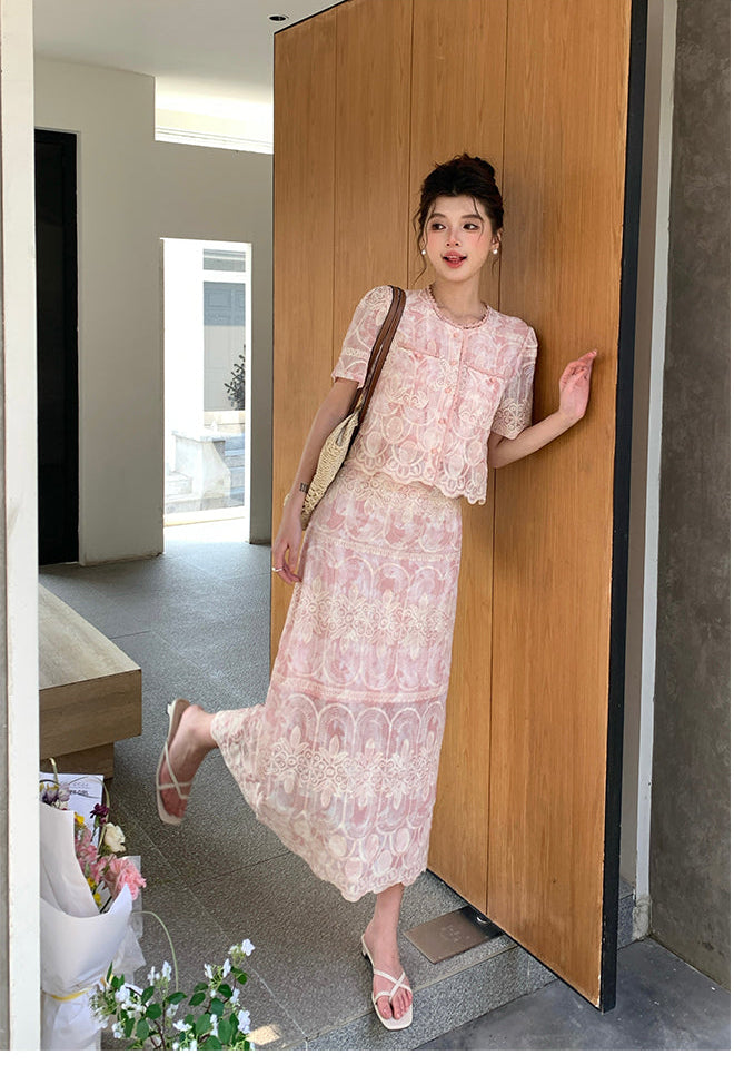 Aurelia Embroidered Vintage Lace Two-Piece Set