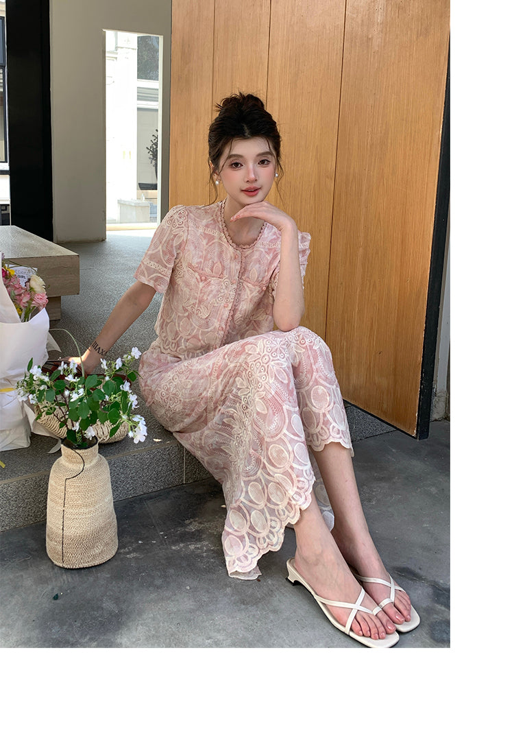 Aurelia Embroidered Vintage Lace Two-Piece Set