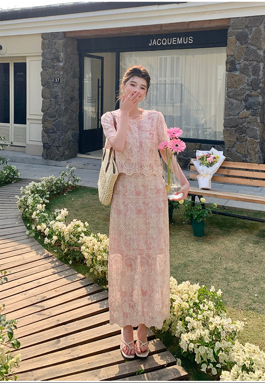 Aurelia Embroidered Vintage Lace Two-Piece Set