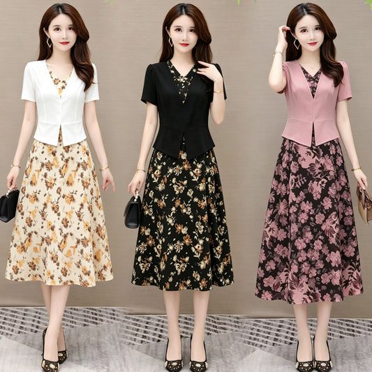 Plus Size Vienna Faux-Jacket Floral Midi Dress