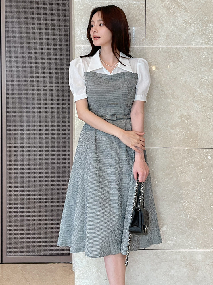 Peony Pink A-Line Dress with Layered Collar