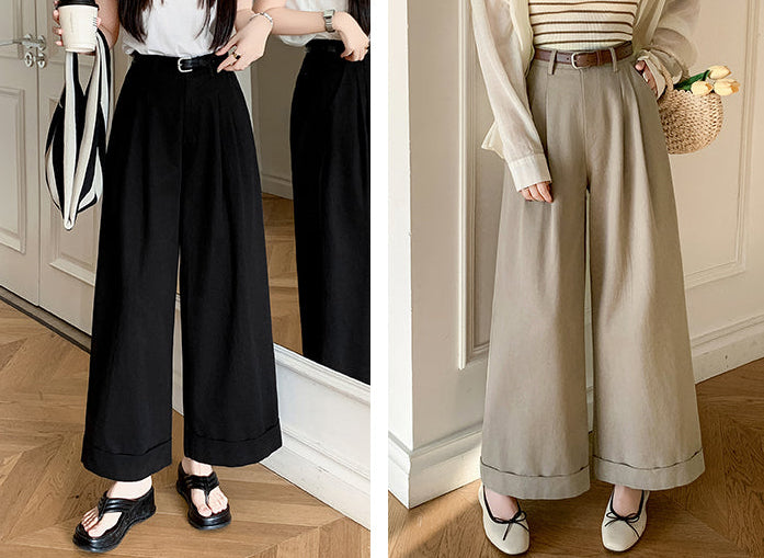 Retro-Style Wide-Leg With Tailored Pleat Front