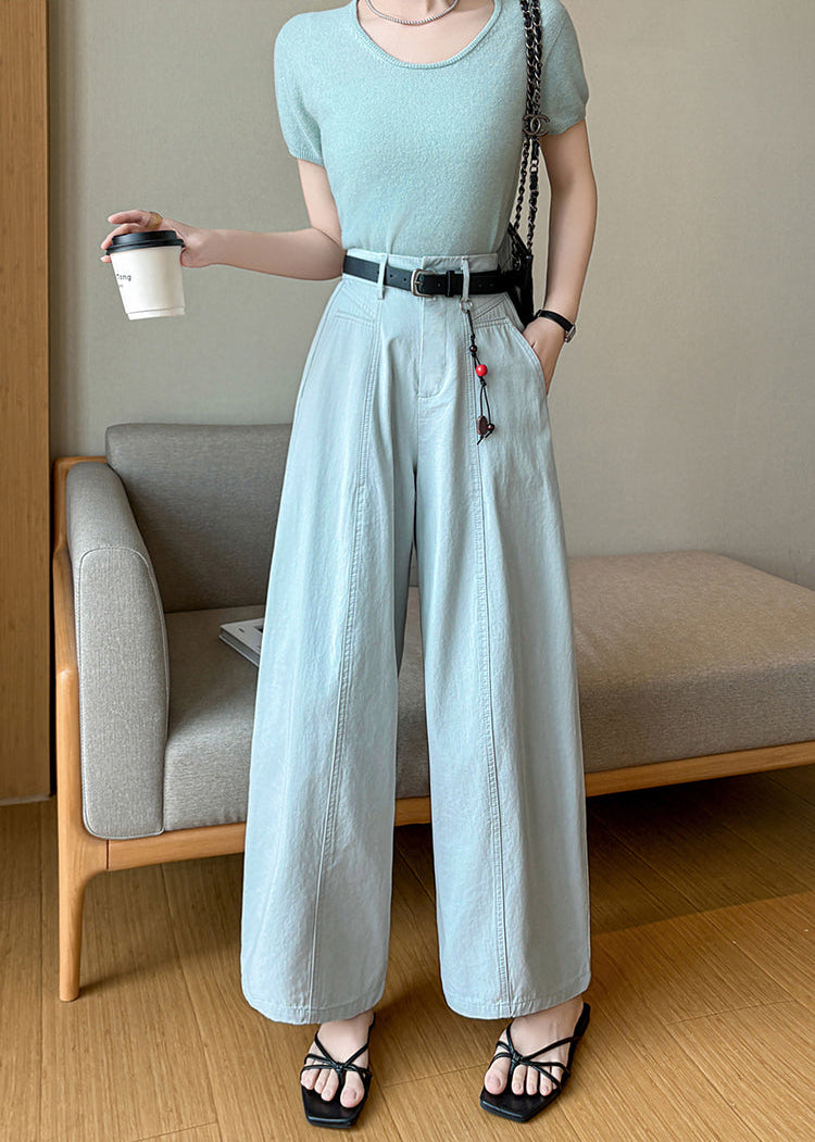 High-Rise Wide-Leg Trousers With Vertical Center Seam