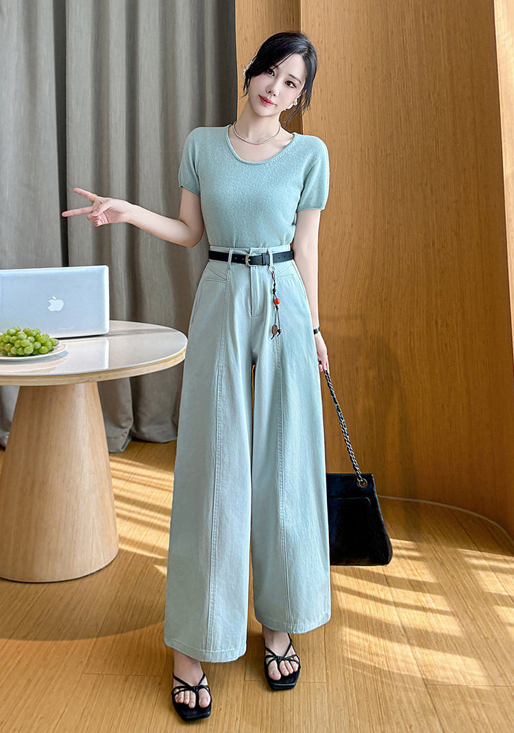 High-Rise Wide-Leg Trousers With Vertical Center Seam