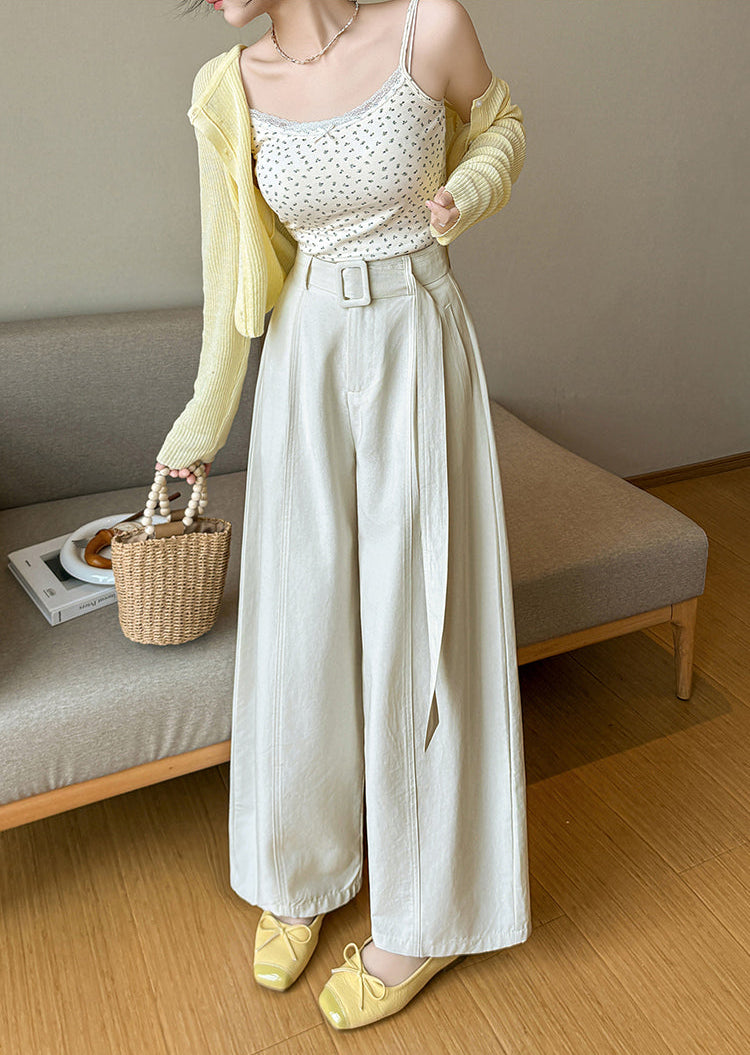 Olive Pleated Palazzo Pants-Wide Belted Culottes
