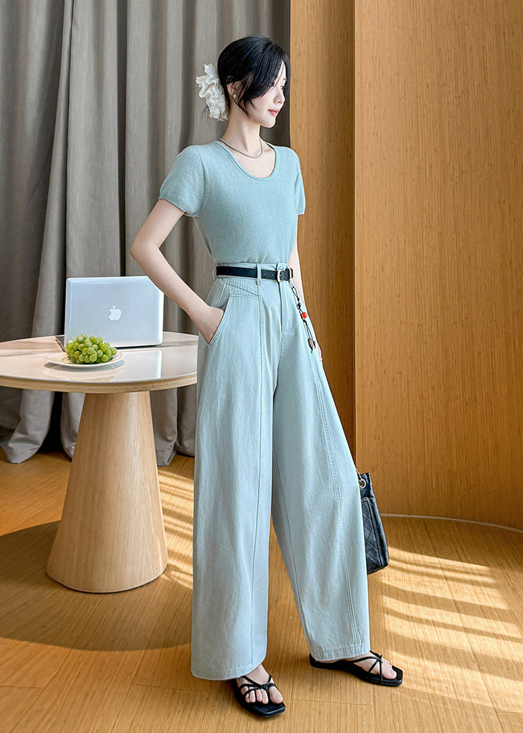 High-Rise Wide-Leg Trousers With Vertical Center Seam