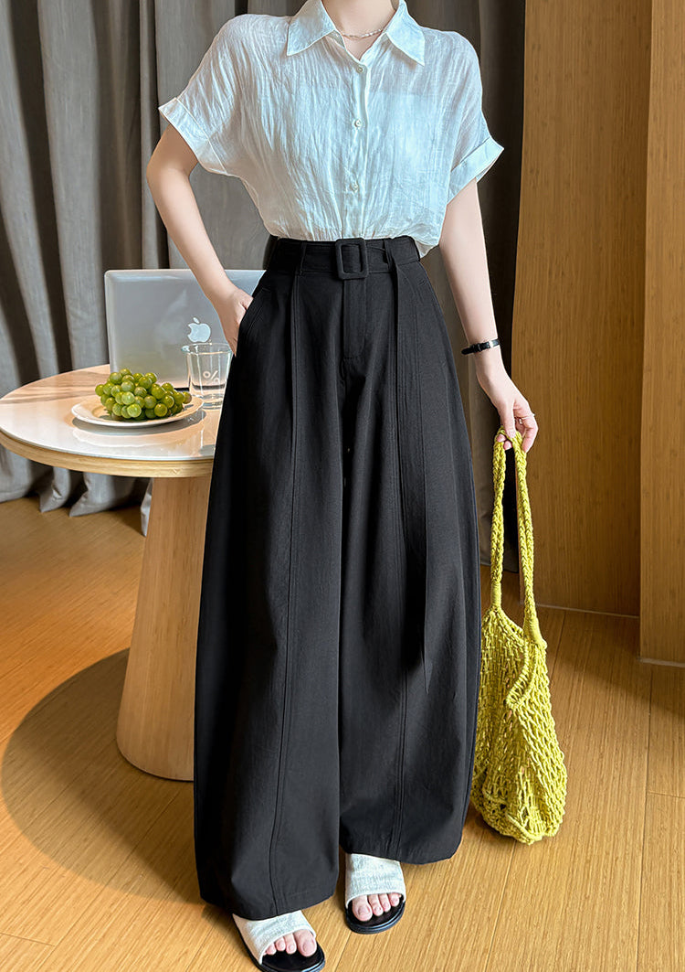 Olive Pleated Palazzo Pants-Wide Belted Culottes