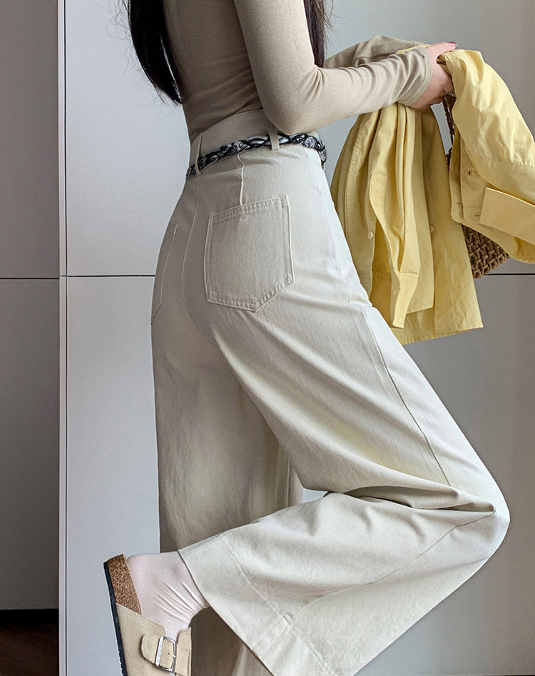 High-Waisted Boho Wide-Leg Trousers With Scarf Belt