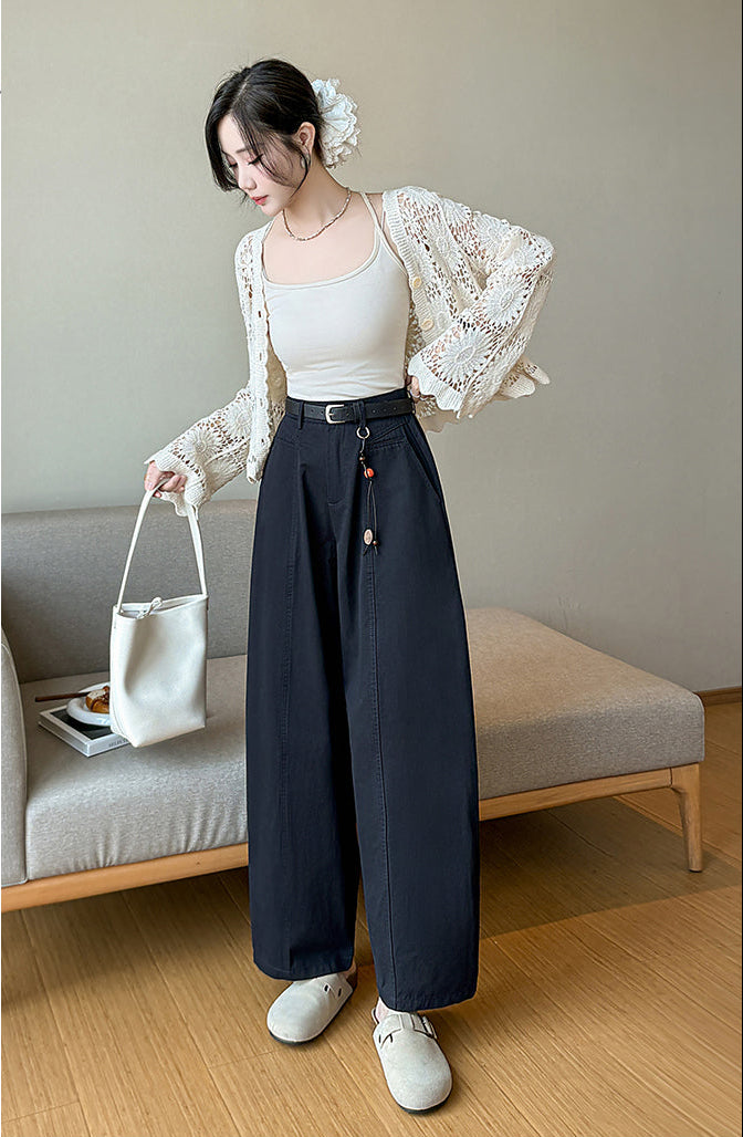 High-Rise Wide-Leg Trousers With Vertical Center Seam