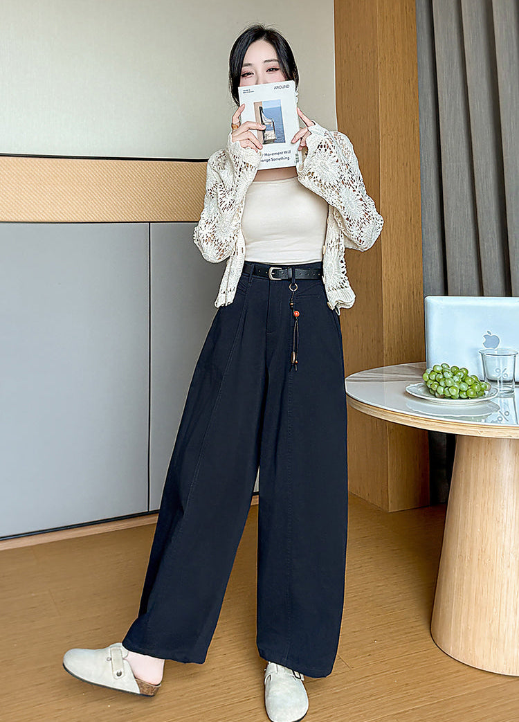 High-Rise Wide-Leg Trousers With Vertical Center Seam
