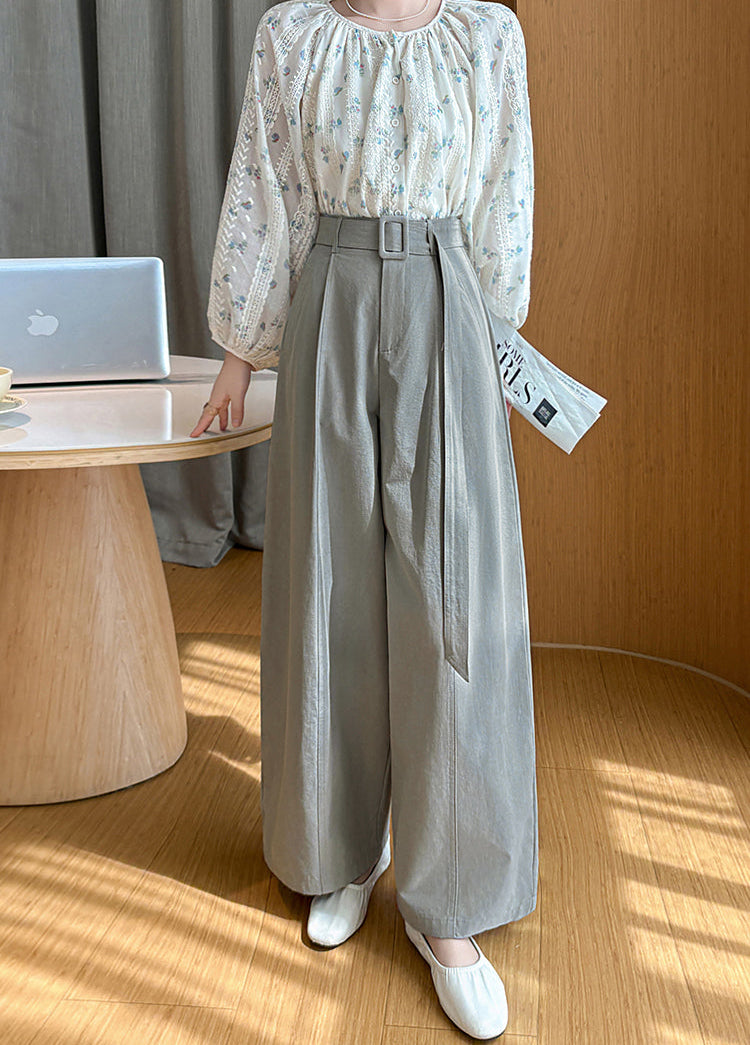 Olive Pleated Palazzo Pants-Wide Belted Culottes