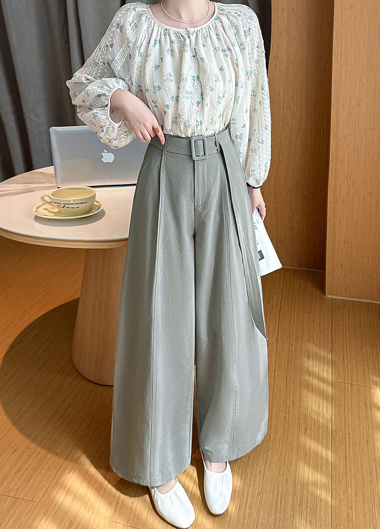 Olive Pleated Palazzo Pants-Wide Belted Culottes