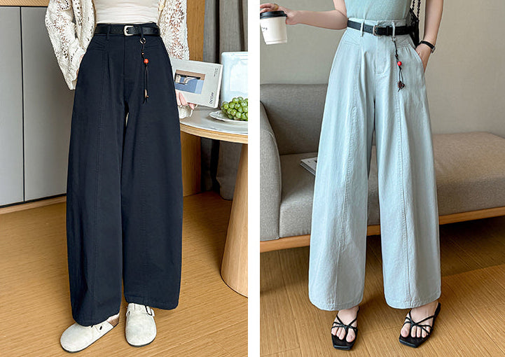 High-Rise Wide-Leg Trousers With Vertical Center Seam