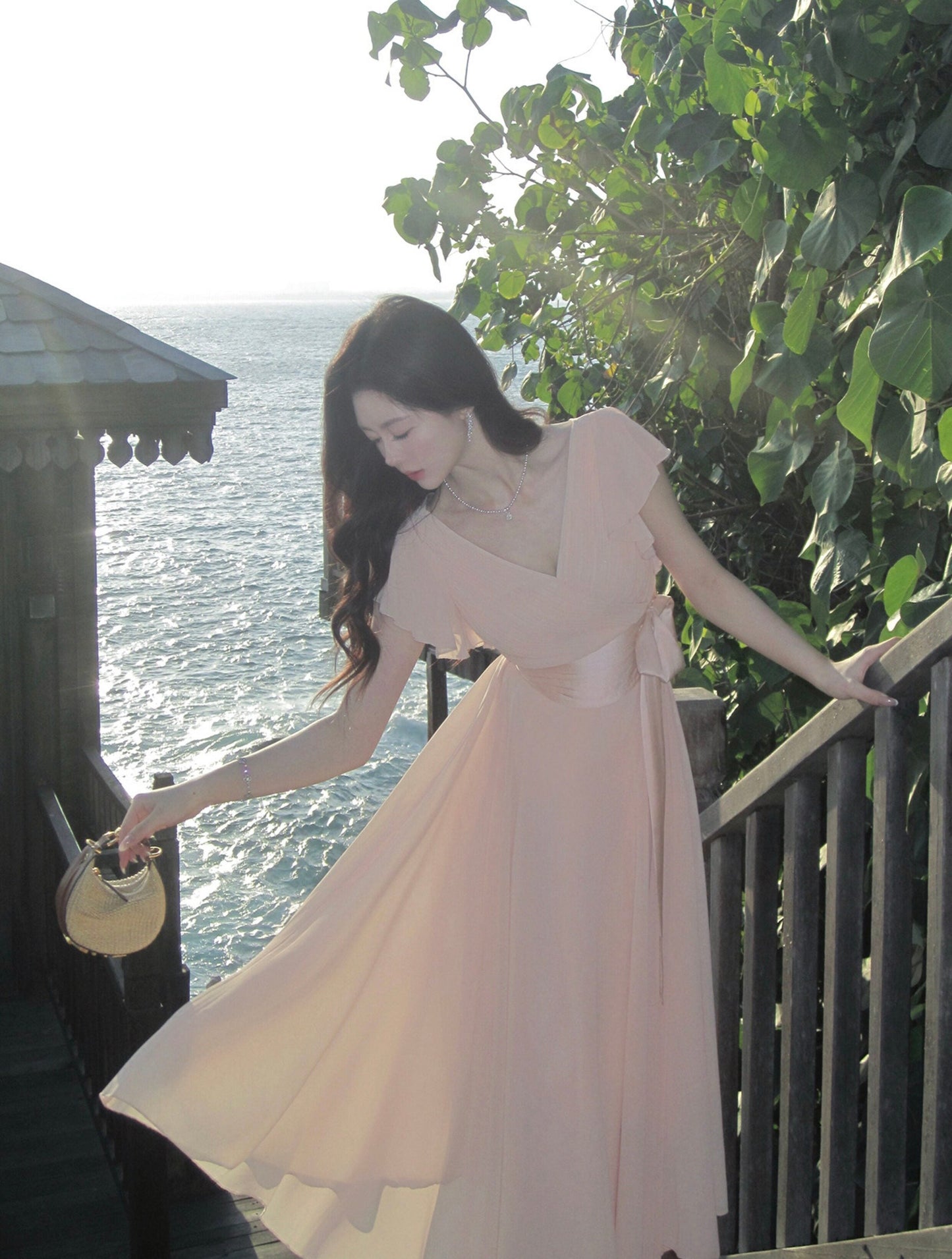 The Golden Hour Flutter-Sleeve Maxi Dress