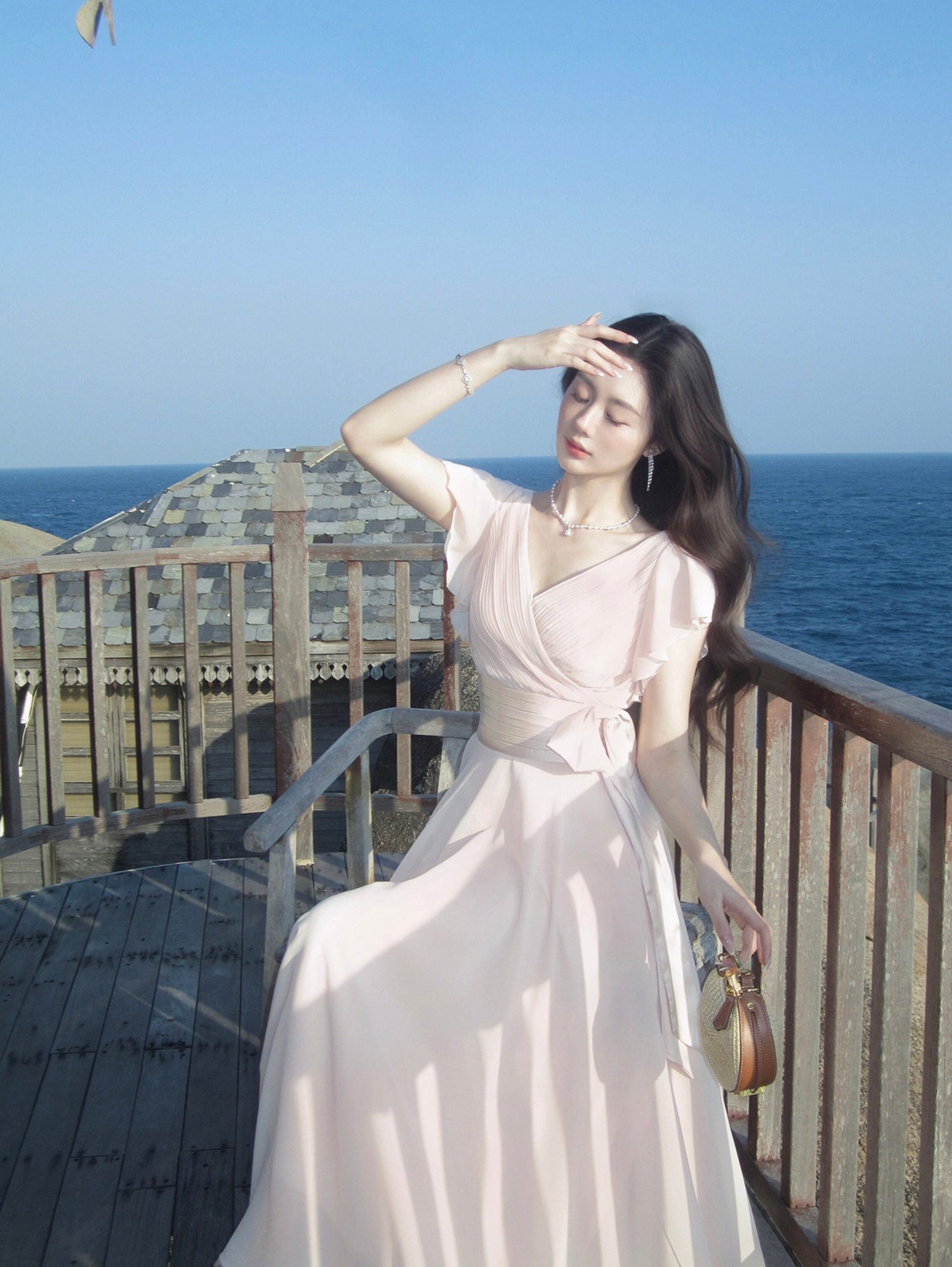 The Golden Hour Flutter-Sleeve Maxi Dress