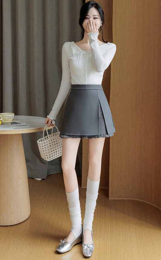 Double-Layer Split Mini Skirt
