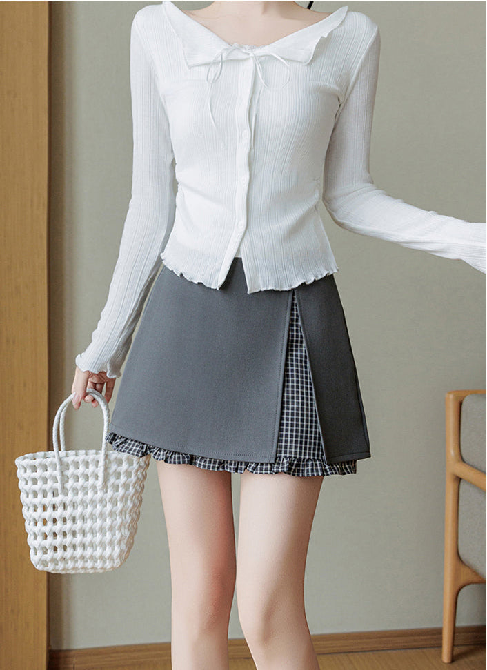 Double-Layer Split Mini Skirt