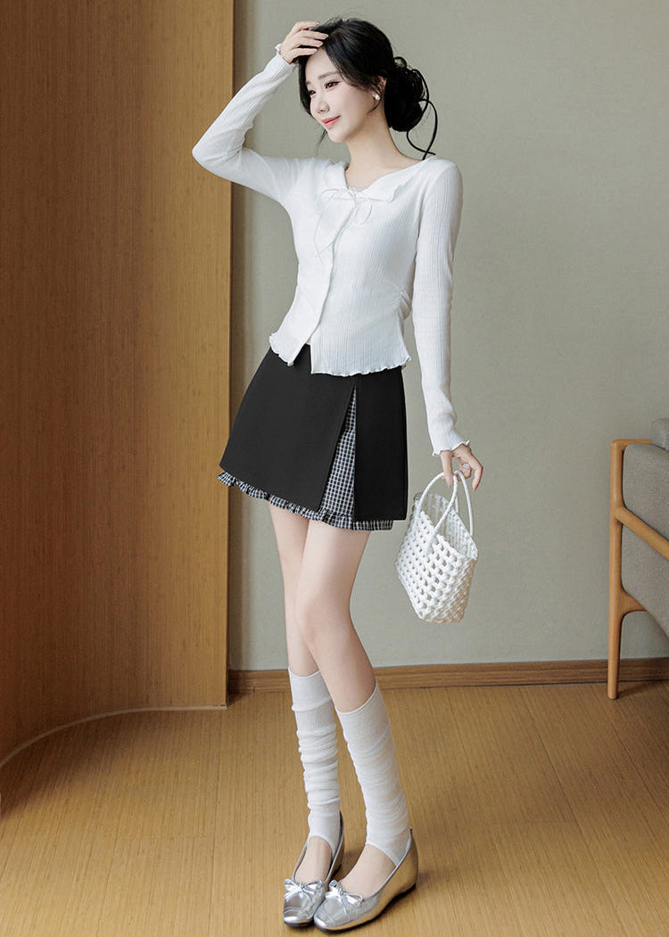 Double-Layer Split Mini Skirt
